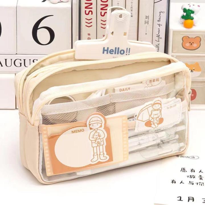 School Pencil Holder Stationery Storage Bag Large Capacity Pen Pouch Multilayers Pencil Bag Aesthetic School Supplies
