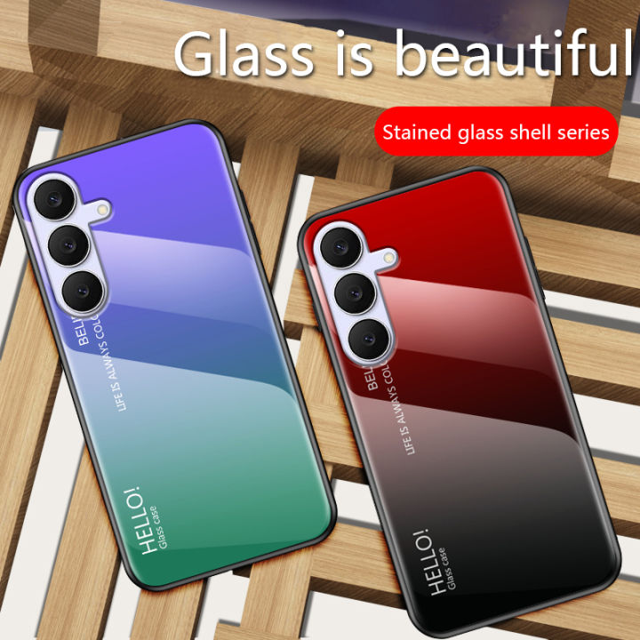 Biruiqu%20For%20Samsung%20Galaxy%20S25%20FE%20Gradient%20Tempered%20Glass%20Back%20Soft%20Silicone%20Edge%20Case%20Cover%20-%20Image%203