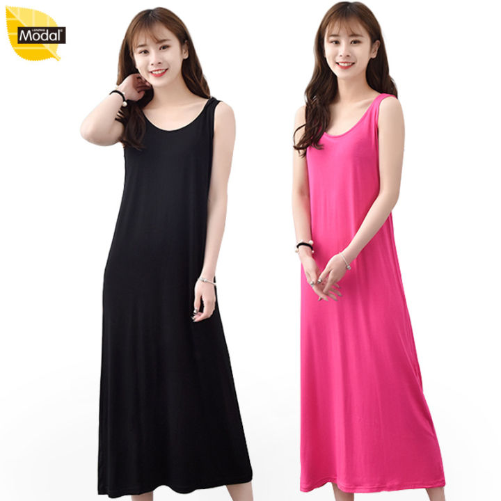 Summer New Women's Modal Stretch Thin Looking Extra Large plus Size Sleeveless Mop Dress Mop Dress