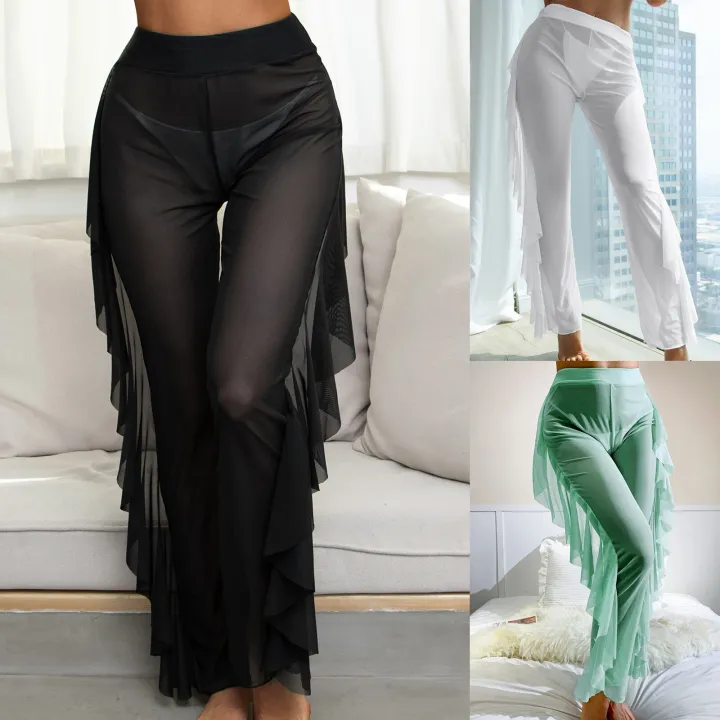 Women%20Mesh%20Ruffle%20Trim%20Cover%20Up%20Pants%20Beach%20Cover%20Up%20Beach%20Wrap%20Bikini%20Shiny%20Wraps%20Cover%20Ups%20For%20Swimwear%20Ruffle%20Pants%202022%20-%20Image%207