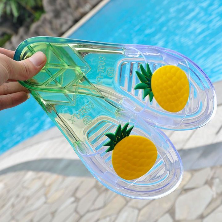 Crystal Slippers Women's Summer Korean Style ins Cute Cartoon Student Outer Wear Non-Stinky Feet Transparent Beach Sandals for Women M