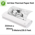 1 Roll A4 White Blank Thermal Printing Paper Roll 210mm x 30mm(8.3*12in) For Brother PAR411,, Peri Page A4 Portable Printer, Wireless Thermal Printer 210mm Photo Thermal Printer USB & BT with  Long Lasting for 10 Years. 