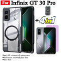 4 in 1 Infinix GT 30 Pro Shockproof Phone Case With Magnetic Wireless Charging Sticker For GT 30Pro Anti Spy Privacy Full Coverage Tempered Glass Screen Protector and Lens Film. 
