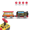 New Style Remote Control Rc Electric Small Train Toys Set Connected With Wooden Railway Track Interesting Present For Children Y.