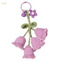 Crochet Flower Keychain Birthday Gift Knitted Orchid Bell Flower Pendant.