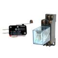 Limit Switch Long Hinge Roller Lever Arm SPDT Snap Action & HH52P DC 24V Coil DPDT 8 Pins Electromagnetic Power Relay.