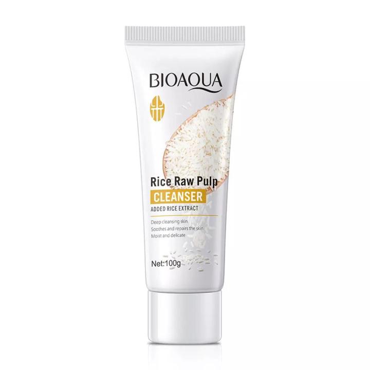 BIOAQUA Deep Cleansing Rice Raw Pulp Foam Facial Cleanser- 100g - Face Wash