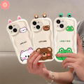 Sweet Cute Cartoon 3D Doll Cat Bear Frog Phone Case Compatible for IPhone 7Plus XR 13 15 11 14 12 Pro Max 8 6 7 6S Plus X XS MAX SE 2020 Lovely Animals Wavy Curved Edge Couples Soft Cover. 