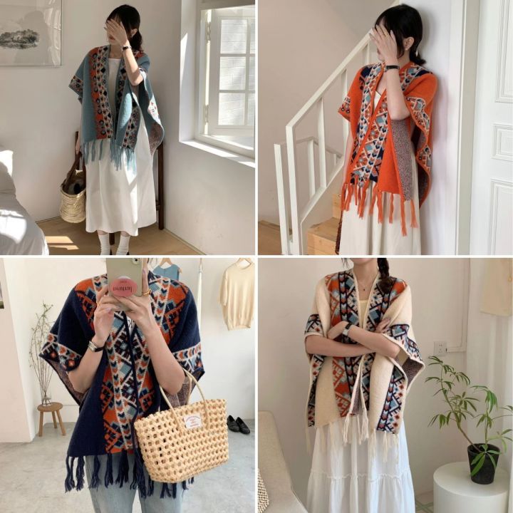 Tassel shawl, women's ethnic style, retro bohemia, Yunnan, Sichuan, Tibet, play, warmth, cloak coat, cape