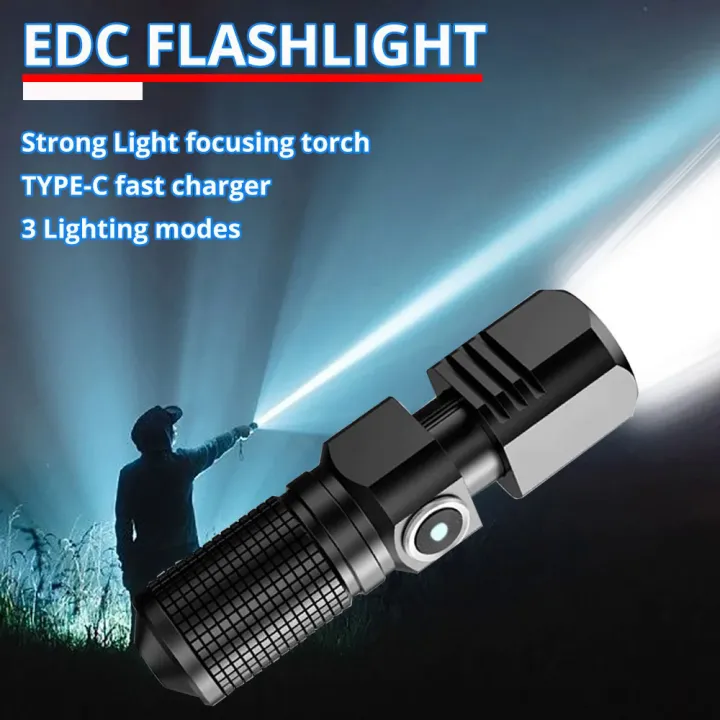 10000 lumens EDC powerful LED flashlight xhp70 3 modes USB rechargeable flash light mini torch lamp flashlights for camping, fish