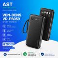 VEN-DENS VD-PB059 20000mAh Fast Charging Power Bank | Dual USB Output | Portable Power Bank by ast.