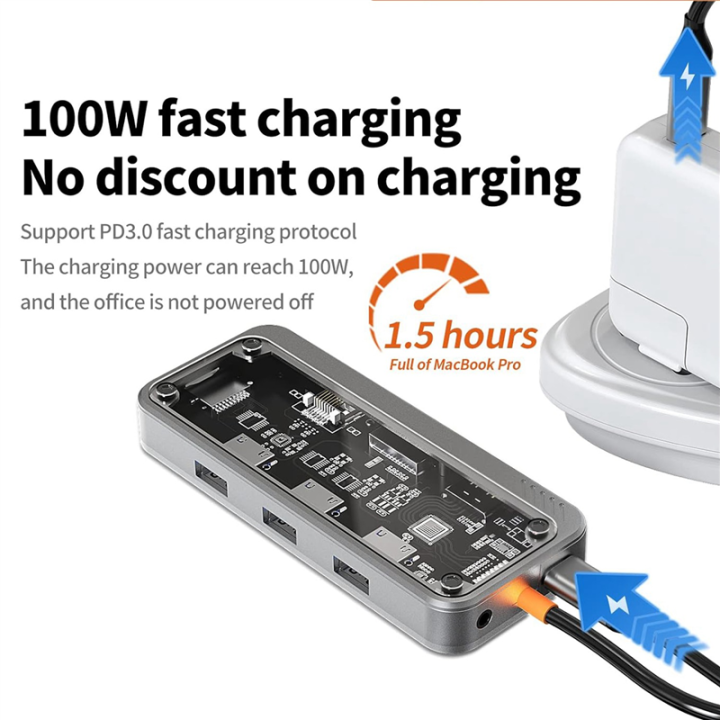 10%20in%201%20USB%20C%20Laptop%20Docking%20Station%20100W%20Multiport%20Transparent%20USB%20C%20Hub%20Dock%20for%20,%20Air/Pro%20Easy%20to%20Use%20-%20Image%202
