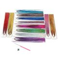 【The Edge of Beauty】Hair tinsel strands with tools 12 hair tinsel kit, hair extensions shiny silk tinsel. 
