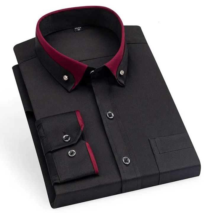 BAMBOOPLE%20Men's%20Double%20Collar%20Shirt%20Long%20Sleeves%20Fashion%20Formal%20Business%20Dress%20Shirt%20Casual%20Slim%20Fit%20Non-Iron%20Top%20AEchoice%20-%20Image%203