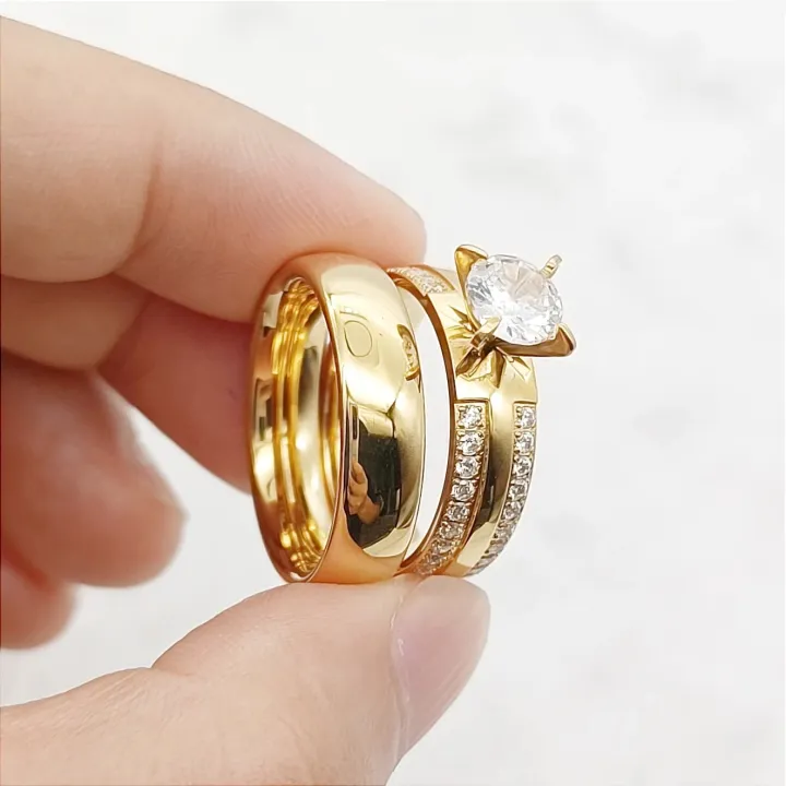 Ladies%20Big%20Stone%20cz%20Diamond%20Engagement%20Promise%20Anniversary%20Wedding%20Rings%20for%20Couples%20Dubai%2024k%20Gold%20Plated%20Stainless%20Jewelry%20-%20Image%202