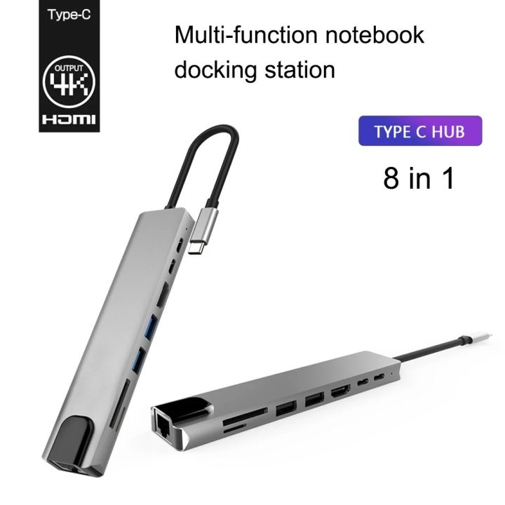USB%20C%20HUB%208%20in%201%20USB%20C%20Adapter%20with%204K%20HDMI%20100W%20PD%20USB%203.0%20RJ45%20Ethernet%20SD/TF%20Card%20Reader%20MacBook%20pro%20air%20ipad%20-%20Image%204