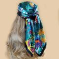 Silk Scarf Scarftop Headwraps For Women Vintage Four Seasons Hair Scarve 90*90cm Hijab Foulard Bandana Femme Headscarf. 