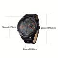 Popular Men's Watch, Casual Fashion Multi Time Zone Belt Date Men's Watch.