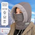 Fashion Polar Fleece Lined Hood Hat Men Women's Thick Warm Winter Balaclava Ski Mask Outdoor Sports Snow Travel Plush-Lined Thickened Thermal Hat with Face Mask for Men and Women, Ski Winter Hats for Cold for Women- The Asia Express. 