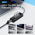 ORICO PW3UR-C3 4-Port USB 3.0 Hub With Gigabit Ethernet RJ45 Port.