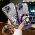 New Phone case Tecno Spark Go 2024 Spark Go 2023 Spark Go 2022 Spark Go 2020 Back cover with Makeup Mirror Holder Stand Luxury Shiny Gradient Plating Glitter Slim Phone cases Transparent Soft Silicone Protective Pouch Women Girls. 