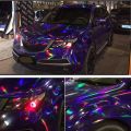 Holographic Laser Chrome Black Car Stickers Car Interior Body Wrap Vinyl Film Sheet Black with Rainbow Decals. 