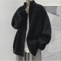 Japanese Zipper Knitted Cardigan Coat Autumn/winter Solid High Neck Sweater Male Lazy Style Loose Knitwear Men's Winter Clothes.