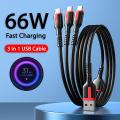 CASIFY CU04 6A 66W 3 in 1 Fast Charging Cable Micro USB Cable Type C Cable Lightning Cable Fast Charging Silicone Soft Data Cable.