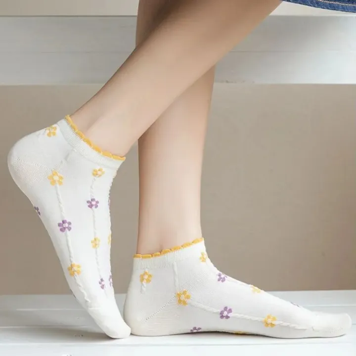 5pair%20/Lot%20Ankle%20Socks%20for%20Women%20Crew%20Colorful%20No%20Show%20Low%20Cut%20Invisible%20Cotton%20Thin%20Non-slip%20Silicone%20Breathable%20Walking%20White%20-%20Image%204