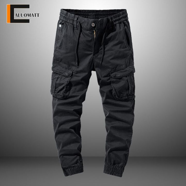 New High Quality Casual Trousers Spring Summer Outdoor Men's Joggers Cargo Pants Multi-Pocket Fashions Drawstring Full Length