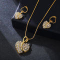 4pc Luxury Heart Diamond Pendant Necklace Bracelet Earring Ring Set for Women Jewelry Party.