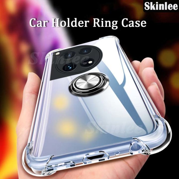 Phone case For OnePlus 12R Back cover Ring Holder Ultra Thin Transparent Car Navigation Soft Silicone Clear cover For OnePlus 12R Cover cases