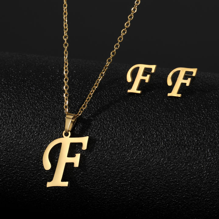 Hot%20Selling%20custom%20Jewelry%20sets%20Gold%20plated%20Stainless%20Steel%2026%20Letter%20Pendant%20Initial%20Necklace%20Stud%20Earrings%20Set%20For%20Women%20Gift%20-%20Image%202