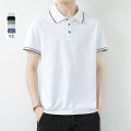 Shen Geng men's solid color short sleeve polo shirt men's Korean version of the lapel light mature casual paul shirt summer half sleeve t-shirt men.