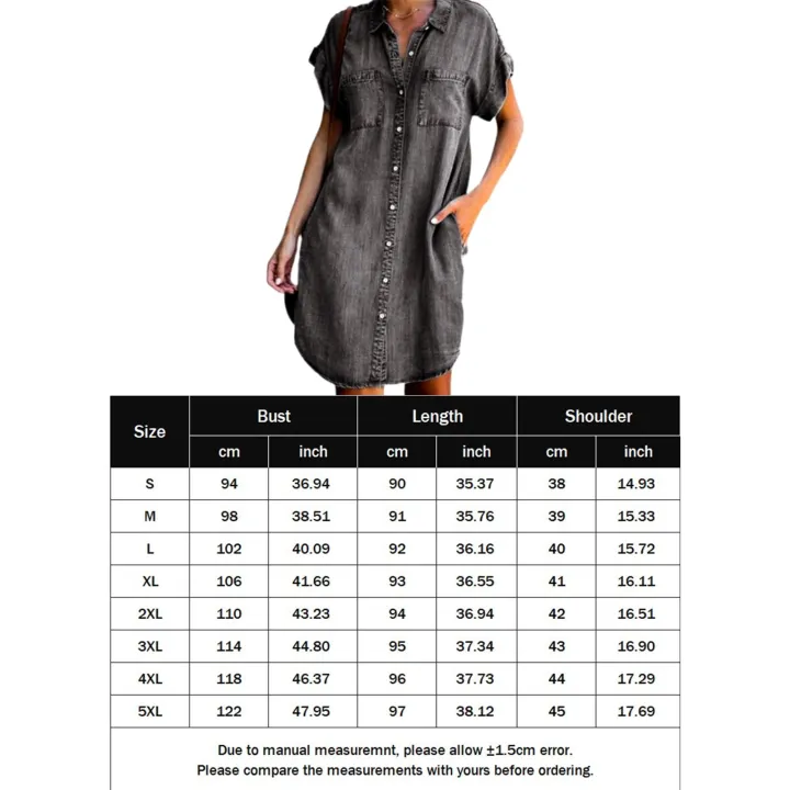 2023%20Casual%20Korean%20Plus%20Size%20Denim%20Dress%20For%20Women%20Summer%20Dresses%20Lapel%20Pocket%20Loose%20Long%20ladies%20Jeans%20Dress%205XL%20Vestidos%20-%20Image%206