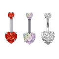 Heart Belly Button Ring Navel Piercing Ring Stainless Steel Belly Piercing Ring ANLAN.