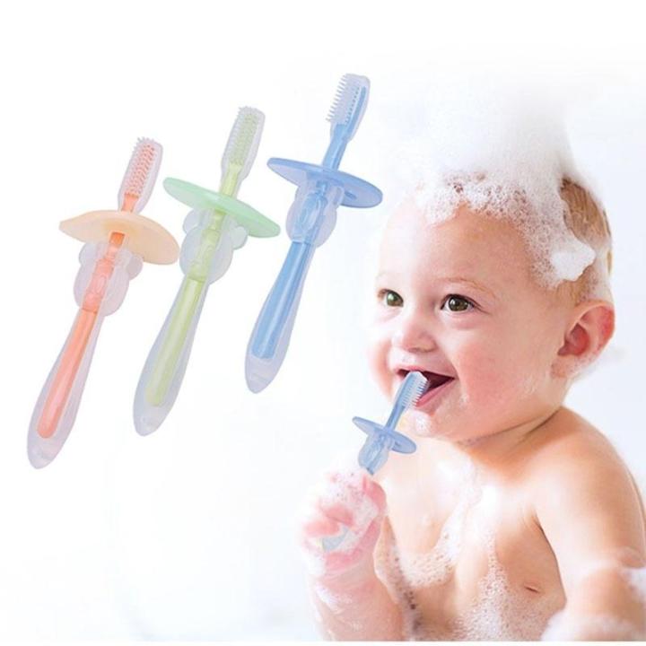 Baby Teether Training Teeth Soft Toothbrush Brush Safe Bendable food grade silicone  baby soft Toothbrush 1pcs CN multicolor