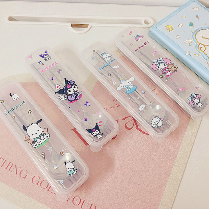 Mymelody%20Kawaii%20Anime%20Tableware%20Set%20Sanrio%20Spoon%20Fork%20Chopstick%20Cutlery%20Portable%20Dinnerware%20Flatware%20with%20Case%20for%20Office%20Worker%20-%20Image%202