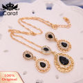 Carat Women Rhinestone Waterdrop Pendant Necklace Stud Drop Earrings Jewelry Set. 