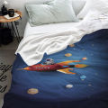 Cartoon Astronaut Blanket For Kids Space Fleece Bedspread  Bed Throw Blanket Flannel Machine Washing Baby Blanket Winter Boy. 