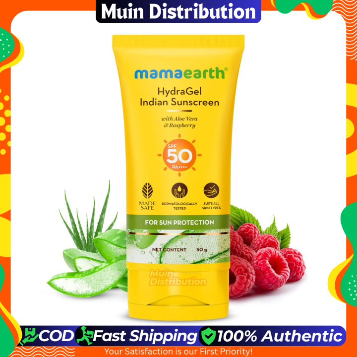 〽️ Mamaearth Hydragel Indian Sunscreen With Aloe Vera And Raspberry For Sun Protection - 50gm