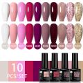 UR SUGAR 10PCS Set Macarone Fluorescence Color Gel Polish Set Gel Nail Art All For Manicure Semi-Permanent Varnish Hybrid Gel. 