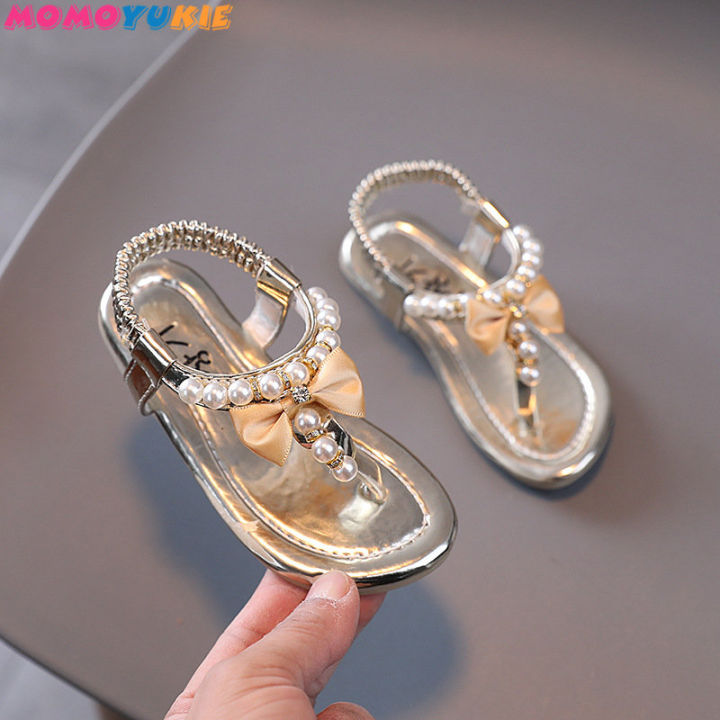 Summer Girls Shoes Bead Flats Fling Princess Shoes Baby Dance Shoes Kids Sandals Children Wedding Shoes Pink