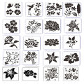 20pcs Flower Stencil Rose Sunflower Lotus Kit Drawing Template Set ,Reusable  Plastic Craft Painting Stencil for Painting on Wood Wall Home Decor DIY Project. 