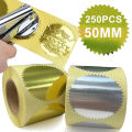 6 Colors Embossed Stamp Stickers 50mm Certificate Gear Sticker for Metal Embossing Stamp 250pcs/roll Embosser Steel Seal Label. 