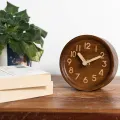 Wooden Desk & Table Analog Clock Made Of Pine(Dark). 