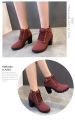 Korean fashion boots for women ladies ankle Pointed Toe Short Boots Casual box Heels Shoes. 