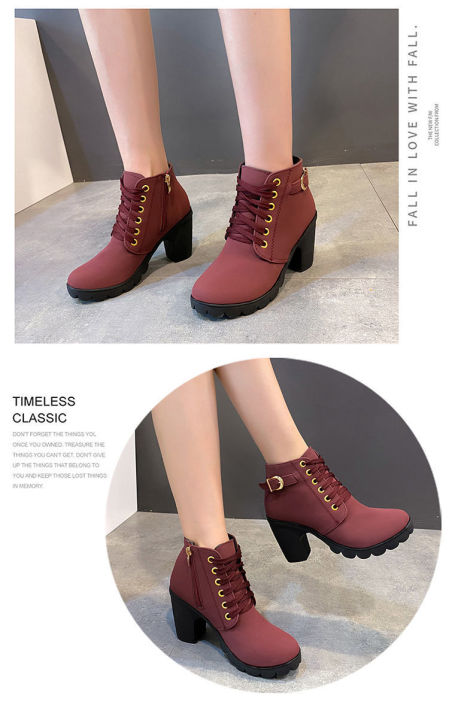 Korean%20fashion%20boots%20for%20women%20ladies%20ankle%20Pointed%20Toe%20Short%20Boots%20Casual%20box%20Heels%20Shoes%20-%20Image%204