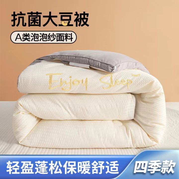 AClass%20Seersucker%20Soybean%20Fiber%20Summer%20Quilt%20Space%20Duvet%20Insert%20Student%20Dormitory%20Spring%20and%20Autumn%20Air%20Conditioning%20Thin%20Duvet%20Four%20Seasons%20Universal%20-%20Image%202