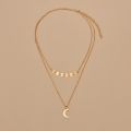 European and American cross-border jewelry gold chain iron single pendant moon disc chain pendant double necklace.